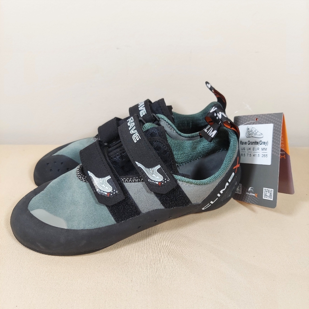 Climb X Rave X Rock Climbing Shoes Men's Black Granite Gray Size 8.5 New